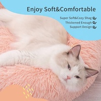 Coussin rond moelleux et luxueux pour chat et chien, type donut, en peluche chaude, vente en gros