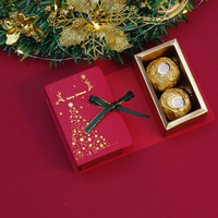 Boîte cadeau de Noël magnétique, boîte d'emballage en carton pliable pour chocolats, cadeaux de fête, boîte à bonbons de Noël rouge avec rubans