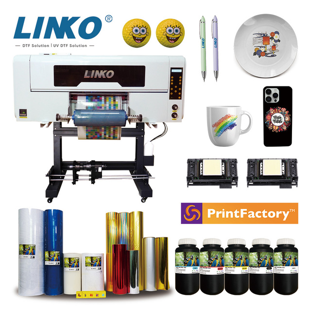 LINKO A3 UV DTF Printer Machine Industrial Printer With XP600 I1600 Print Head Custom UV Ink Transfer Oil Change Sticker Printer