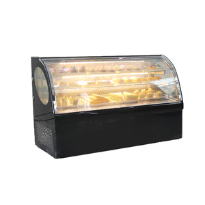 <span class=keywords><strong>Vitrina</strong></span> fría curvada para mesa duradera, vitrinas refrigeradas para pasteles para panadería con diseño de puerta trasera - Product Image 1