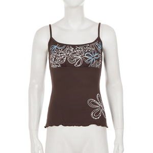 Camisola con Estampado Floral Vintage Estilo Y2K, Top Corto Dulce y Lindo - Product Image 6