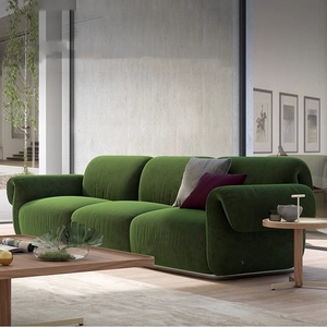 أريكة إيطالية من القماش أريكة إيطالية بتصميم بسيط بثلاثة مقاعد وشقة صغيرة أريكة عصرية بسيطة لغرفة المعيشة - Product Image 1