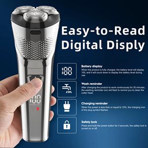 Rasoio Elettrico Rotante a Tre Lame FK-376 con Display LCD Digitale, Supporto Tedesco, Impermeabile IPX6, Senza Fili, 100 Minuti di Autonomia, 1 Anno di Garanzia - Product Image 5