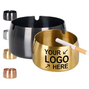 ที่เขี่ยบุหรี่สแตนเลสพร้อมโลโก้กำหนดเองในห้องรับแขกร้านอาหารและกันลม - Product Image 1