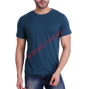 เสื้อยืดคอกลมแขนสั้นผ้าคอตตอนสำหรับผู้ชายใส่สบายสีพื้นใส่ได้ทุกวัน - Product Image 4