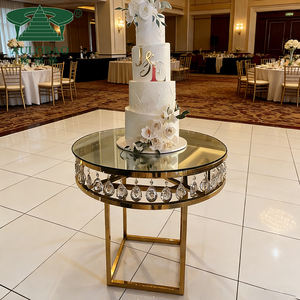 Elegante tiempo fiesta decoración usada base de metal dorado mesa de pastel de boda - Product Image 1