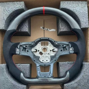 Volante de Fibra de Carbono Real para Volkswagen VW Golf 7 Golf 6 Golf 7.5 <span class=keywords><strong>GTI</strong></span> MK7 MK6 <span class=keywords><strong>Polo</strong></span> GTS GTD GTE R Passat CC R-Line - Product Image 1
