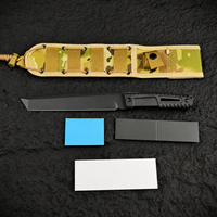 Couteau de survie robuste 8Cr13MoV à lame pleine, manche FRN, lame fixe, couteau tactique de chasse et de camping avec étui en nylon durable