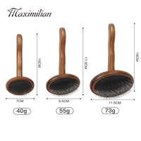 Brosse de toilettage double face en acier inoxydable et bois massif, anti-nœuds, style antique, avec perles anti-adhérentes pour chats, chiens, chevaux et moutons