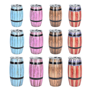Vaso Térmico de Acero Inoxidable 304 con Diseño de Madera, 15/20/25oz, Forma de Barril de Cerveza, con Pajita, Taza de Viaje Portátil - Product Image 5