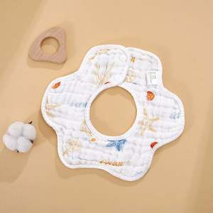 Bavoirs pour bébé en coton biologique, en mousseline, imperméables, anti-salissures, à bouton triangulaire souple, pour le nettoyage et l'alimentation - Product Image 5