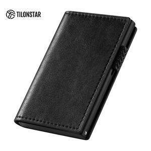 TILONSTAR TVC315 Leather Slim Card <b>Holder</b> Pop up <b>Wallet</b> Rfid Blocking Aluminum Business Id Credit Card <b>Holders</b> - Product Image 1