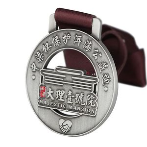 Custom Medal Factory Custom Hollow Round Public Welfare Medal Antique Silver for <strong>Charity</strong> Event Souvenir <strong>Gift</strong> - Product Image 2