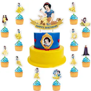 Decorazione torta rete gonna di garza inserto principessa carta Aisha Anna bianco neve Sophia cartone animato inserto bandiera Topper torta in vendita