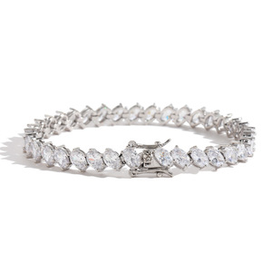 Pulsera de tenis, collar Dai Feng Tanjing de moda Lijing, joyería de mano para pareja con circonita incrustada en cobre de 4 garras, apilable - Product Image 4