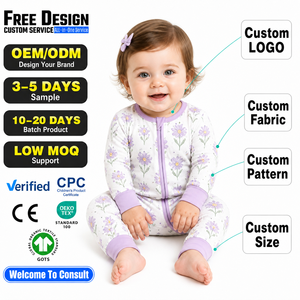 Pijamas de Bambú Personalizados con Estampado Completo para Bebés, con Doble Cremallera, Suaves, de Fábrica - Product Image 1
