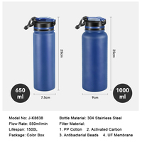 Bouteille filtrante à eau portable en acier inoxydable avec logo personnalisé, gourde isotherme sous vide pour camping et randonnée, avec paille
