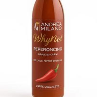 Vinaigre Balsamique Italien Mélangé Aromatisé au Piment Andrea Milano, Prêt à l'emploi, Certifié Halal, Bouteille PET 150ml