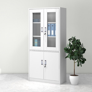 Archivador de Acero Xinlongfei de 2 Niveles con Cerradura, Mueble Metálico para Almacenamiento de Documentos de Oficina con Puertas de Vidrio - Product Image 1