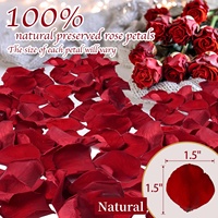 Pétales de rose rouge 100% naturels et préservés, longue durée (3-5 ans), confettis de mariage, pour demoiselle d'honneur, fête, Saint-Valentin, cadeau de Noël