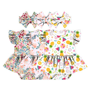 LT-469-YXW Boutique - Ropa de Bebé para Niñas Recién Nacidas, con Volantes en los Hombros, Bonito Estampado de Frutas de Verano, Rompers de Burbujas - Product Image 1