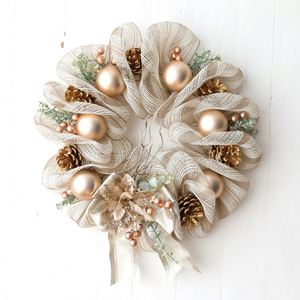 Guirnalda de malla para decoración navideña, corona para puerta principal, colgante decorativo, lazo navideño, guirnalda de corona navideña - Product Image 1