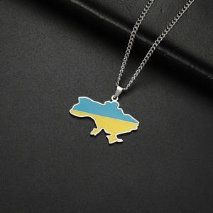 Collier pendentif <span class=keywords><strong>carte</strong></span> de pays européen Ukraine allemagne France italie acier inoxydable drapeau de pays <span class=keywords><strong>carte</strong></span> colliers bijoux de mode - Product Image 2
