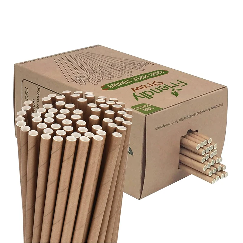 Biodegradable Disposable Black Boba Paper Straws Custom Printed Individually Wrapped Paper Straw With Packaging Bag for Milk Tea