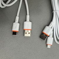 Cable Naranja USB Tipo C Plano, Cable de Datos Micro USB de Carga Rápida para Teléfono, Cable Tipo C para Samsung iPhone 13 Pro Max con Caja