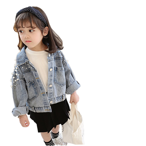 Jaqueta Jeans com Pérolas para Meninas, Casacos de Moda, Roupas Infantis, Roupas de Outono para Bebês, Jaquetas Jeans Lbc - Product Image 1