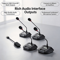 Système de microphone sans fil UHF à 4 canaux avec micro col de cygne et récepteur à indicateur LED de silence pour réunions, églises et conférences
