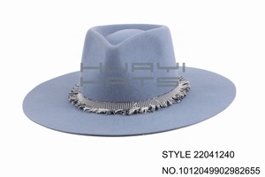Cappelli Fedora da <span class=keywords><strong>Uomo</strong></span> Huayihats Personalizzati a Tesa Larga in 100% Lana Australiana - Product Image 4