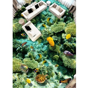 Mural de suelo de baño y sala de estar, criatura marina con impresión de autoadhesivo, impermeable, 3D, pvc - Product Image 3