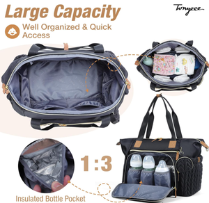 Grande borsa impermeabile Vintage pieghevole da viaggio Tote ciuccio custodia fasciatoio Black Baby Bag per parto - Product Image 4