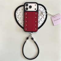 Coque anti-chute haut de gamme en matériau IMD style INS avec rivets bordeaux pour iPhone 14/13 et 17/16/15 PRO MAX
