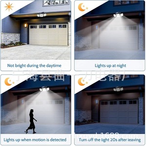 Solar Powered Folding LED Three Head Lamp With <b>Motion</b> <b>Sensor</b> For Outdoor Courtyard And Home Use - Product Image 4