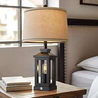 Lampe de table rétro noire de ferme Veilleuse de chevet à commande tactile Lampe en tissu vintage avec ports USB C + A et 2 sources lumineuses OEM