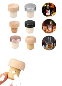 Tappo <span class=keywords><strong>in</strong></span> sughero sintetico personalizzato con piano <span class=keywords><strong>in</strong></span> <span class=keywords><strong>legno</strong></span> per bottiglia di plastica di vetro - Product Image 3