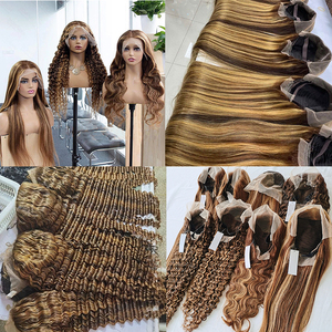 180% densité 360 cheveux vietnamiens bruts os perruques droites Ombre Blonde faits saillants couleur 13x6 vague profonde dentelle avant perruques de cheveux humains - Product Image 5