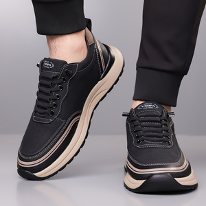 Men's <b>White</b> Sneakers Lightweight Rubber Sole Low <b>Heel</b> Leisure Sport Style Shoes - Product Image 2