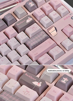 Keycaps à thème Cute Gentle World Pink Girl, profil Cherry, PBT Dye Sub, 127 touches pour clavier mécanique Mx Switch 61/64/68/104/108