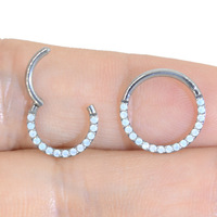 Anneau segmenté en titane G23 incrusté d'opale, anneau de septum nasal en opale, boucle d'oreille multi-usage