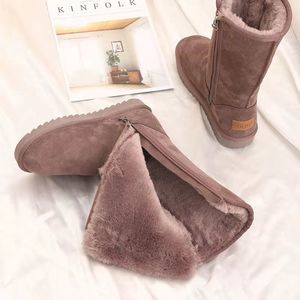 Bottes d'hiver en <span class=keywords><strong>daim</strong></span> pour femmes, automne/hiver 2023, fermeture éclair, doublure en fourrure moelleuse, anti-froid, grande taille, talon épais - Product Image 5