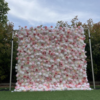 Mur de fleurs artificielles sur mesure pour hôtels et banquets, panneau de roses et d'hortensias en soie pour la décoration de salles de mariage, de conférences et d'événements