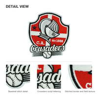 Écusson brodé personnalisé pour équipe sportive, logo de baseball en forme de casque de chevalier, écusson thermocollant brodé pour veste et uniforme
