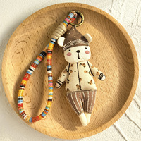 Porte-clés en tissu en forme d'animal de dessin animé mignon, pendentif de sac fait main, ornement de mode, accessoires cadeaux créatifs
