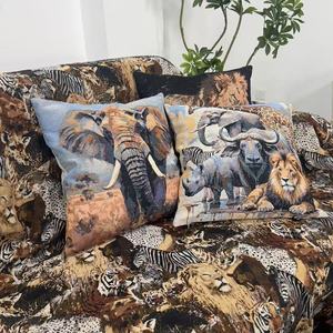 Tela Jacquard de Poliéster/Algodón con Tema de Animales Salvajes, León, Elefante, Rinoceronte, para Textiles del Hogar, Tapicería, Cojines, Bolsos, Manteles - Product Image 5