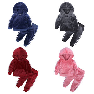 Conjunto de Sudadera con Capucha de Terciopelo para Niños, Conjunto de Chándal para Niña, Ropa para Niños, Ropa para Bebés - Product Image 1
