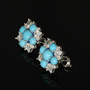 Nuovissima Collana Girocollo di Lusso in Argento <span class=keywords><strong>Sterling</strong></span> 925 con Zirconia Turchese Blu Completamente Incastonata Gioielli da Festa - Product Image 2