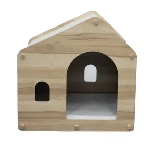 Grand lit pliable en bois pour animaux de compagnie, maison de luxe pour salon